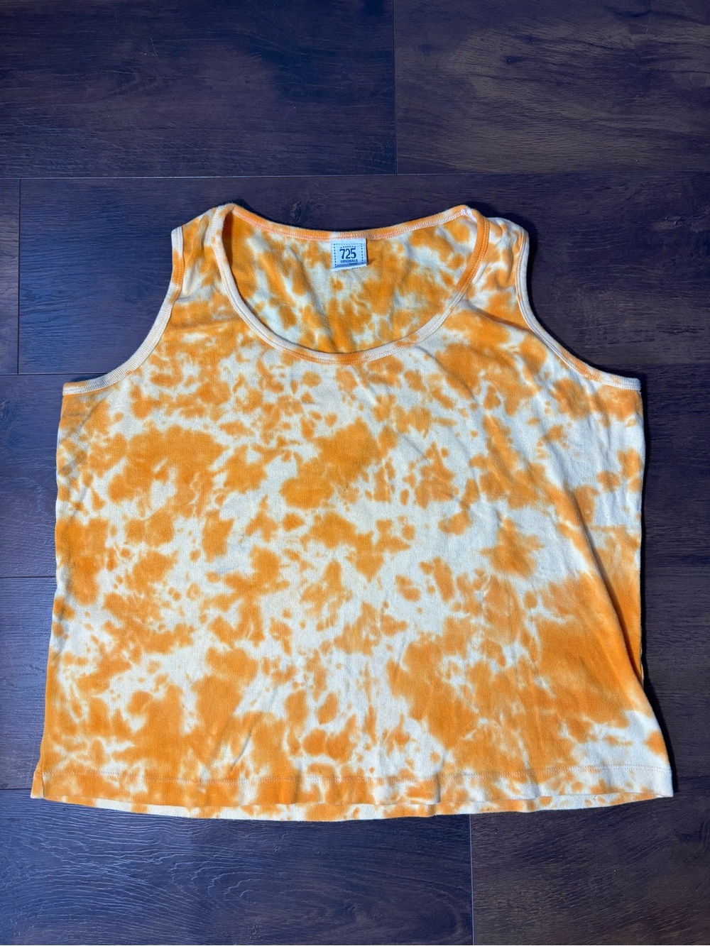 Women's Orange Tie-Dye Tank Top - Casual Cropped Shell